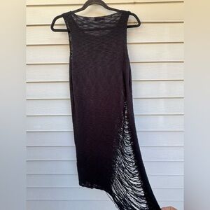 Hot & Delicious Black Swimwear Cover up frayed S/MED boho grunge vacation Beach